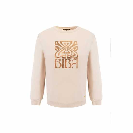 Biba Logo Crew Sweat Ld44 Cream Дамски пуловери