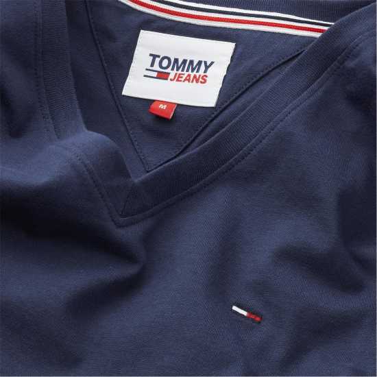 Тениска Tommy Jeans Original V Neck T Shirt Черна Ирис Мъжки ризи