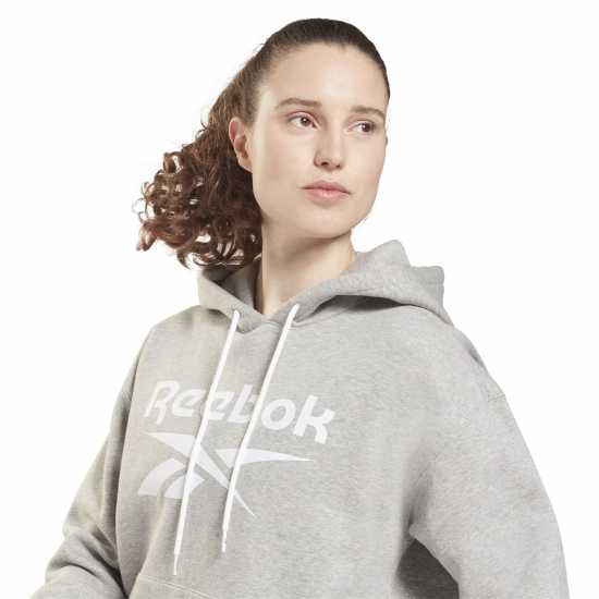 Reebok Identity Logo Fleece Hoodie Womens Среден сив хезър Дамски суичъри и блузи с качулки