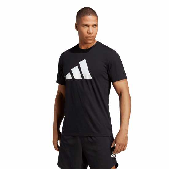 Adidas Мъжка Риза Train Essentials Feelready Logo Training T-Shirt Mens Черно/Бяло Мъжки тениски с яка