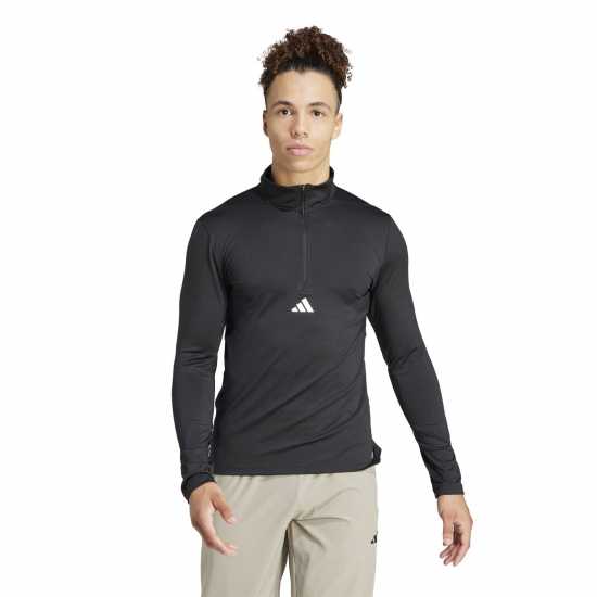 Adidas Мъжко Спортно Горнище Workout Quarter-Zip Track Top Mens Черно Мъжки дрехи за фитнес