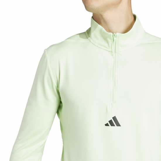 Adidas Мъжко Спортно Горнище Workout Quarter-Zip Track Top Mens Зелено Искрено Мъжки дрехи за фитнес