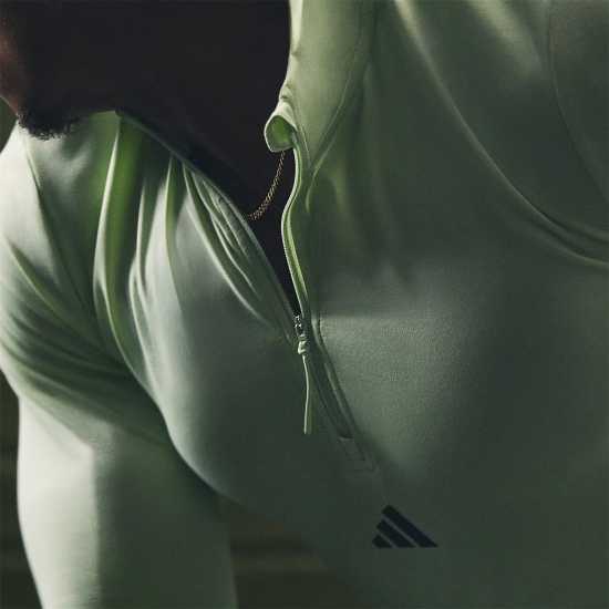 Adidas Мъжко Спортно Горнище Workout Quarter-Zip Track Top Mens Зелено Искрено Мъжки дрехи за фитнес