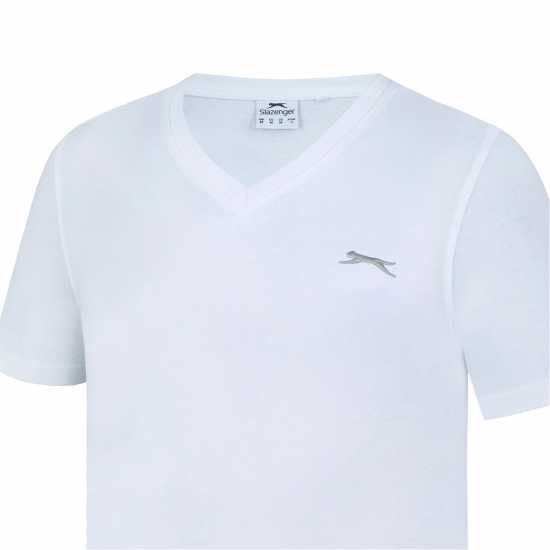 Slazenger Мъжка Тениска V Neck T Shirt Mens Бяло Мъжко облекло за едри хора