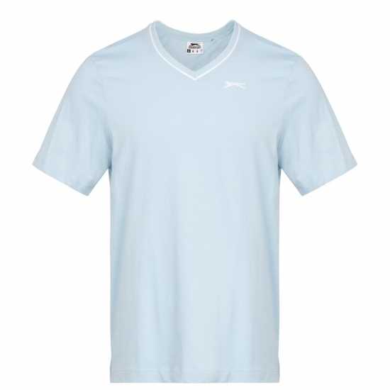 Slazenger Мъжка Тениска V Neck T Shirt Mens Pastel Blue Мъжко облекло за едри хора