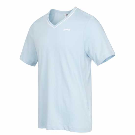 Slazenger Мъжка Тениска V Neck T Shirt Mens Pastel Blue Мъжко облекло за едри хора