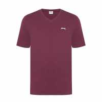 Slazenger Мъжка Тениска V Neck T Shirt Mens Вино Мъжки ризи