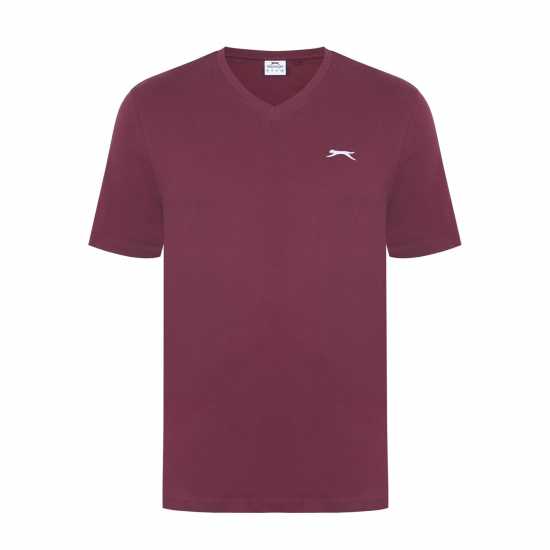 Slazenger Мъжка Тениска V Neck T Shirt Mens Вино Мъжки ризи