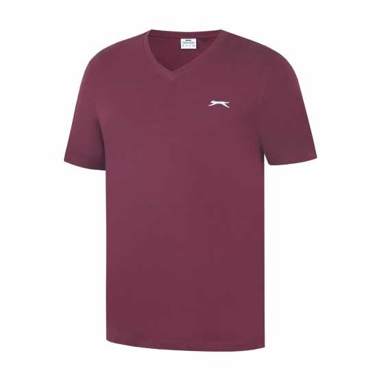 Slazenger Мъжка Тениска V Neck T Shirt Mens Вино Мъжки ризи