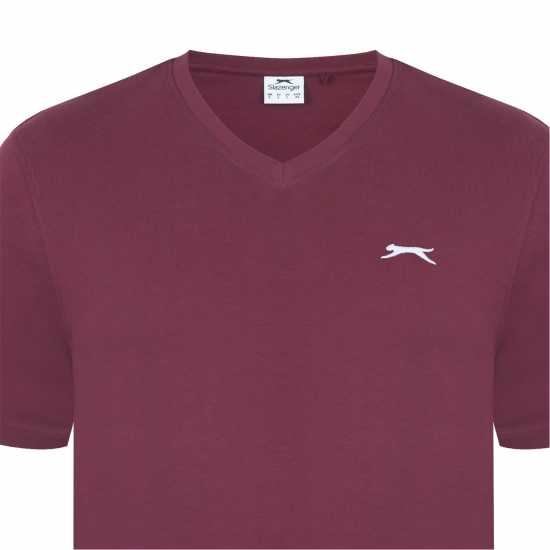 Slazenger Мъжка Тениска V Neck T Shirt Mens Вино Мъжки ризи