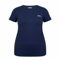 Slazenger Neck Tee Womens Морска синьо Дамски тениски с яка