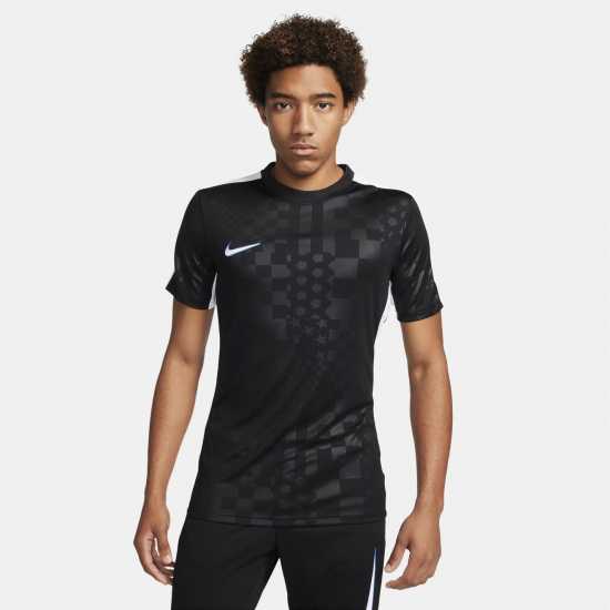 Nike Academy Men's Dri-FIT Short-Sleeve Global Football Top Черно/Бяло Мъжки тениски с яка