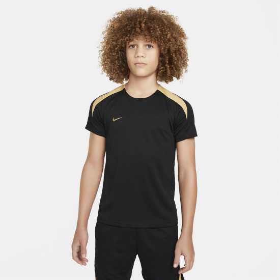 Nike Strike Dri-Fit Short-Sleeve Global Football Top Juniors Черно/Злато Детски тениски и фланелки