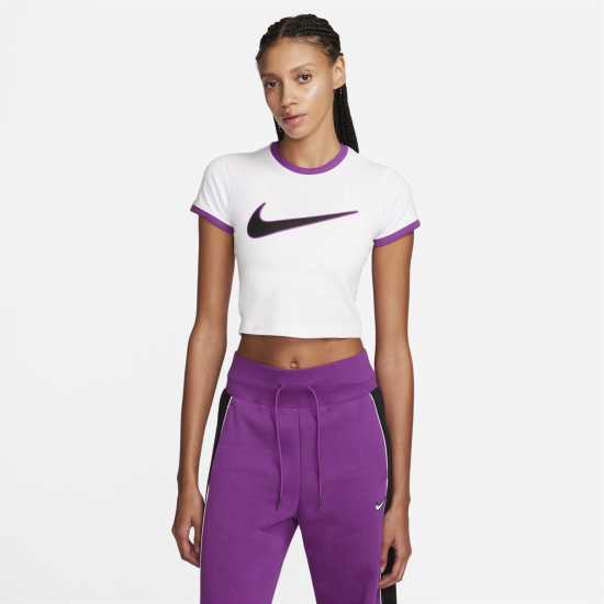 Nike Sportswear Tee Womens Бяло/Ягода Дамски тениски с яка