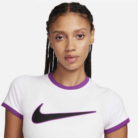 Nike Sportswear Tee Womens Бяло/Ягода Дамски тениски с яка