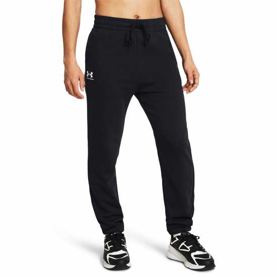 Under Armour Rival Terry Joggers Womens Черно/Бяло Дамски долнища на анцуг