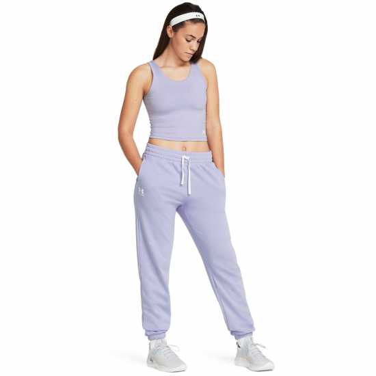 Under Armour Rival Terry Joggers Womens Целесте/Бяло Дамски долнища на анцуг