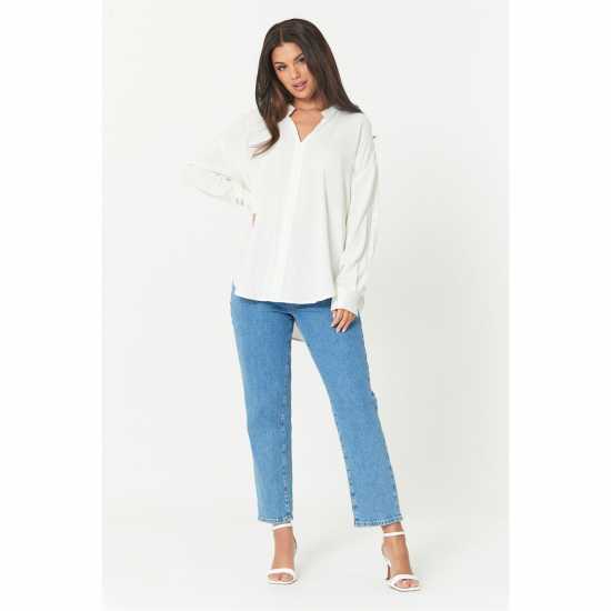 Be You Long Sleeve V Neck Blouse  Дамски ризи и тениски