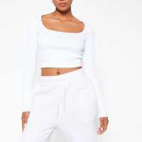 Топ С Ластично Деколте I Saw It First Square Neck Rib Crop Top  Дамски тениски с яка