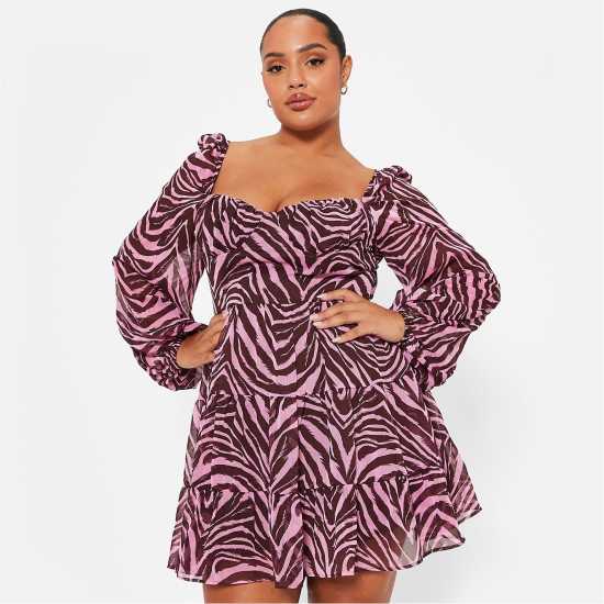 I Saw It First Printede Bust Cup Chiffon Mini Dress  Дамски поли и рокли