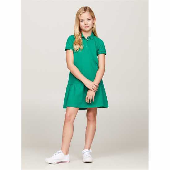 Tommy Hilfiger Essential Dropped Waist Polo Dress Олимпийско зелено 