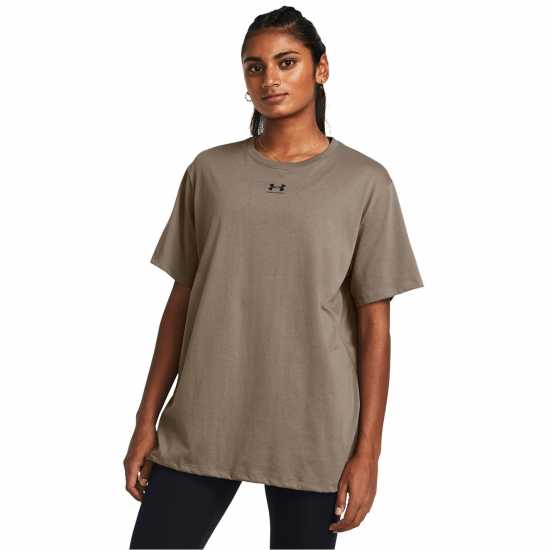 Under Armour Campus Oversize Short Sleeve Тоуп Дамски тениски с яка