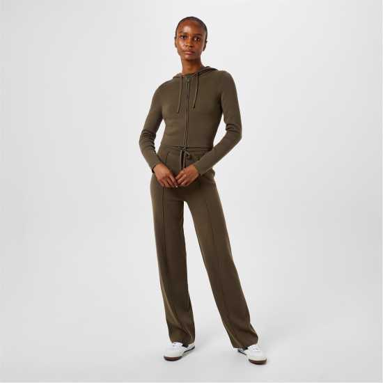 Jack Wills Knitted Pin-Tuck Trousers Хаки Дамски пуловери и жилетки