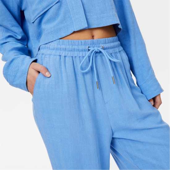 Jack Wills Linen Blend Wide Leg Trousers Ултра Марин Дамско облекло плюс размер