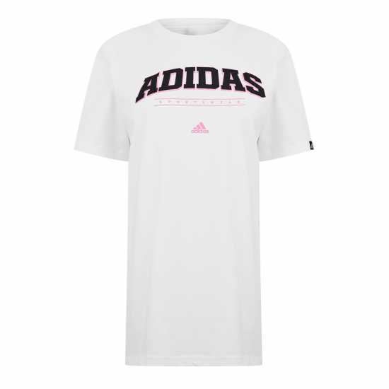 Adidas Collegiate Graphic T-Shirt Womens Бяло/Розово Дамски потници