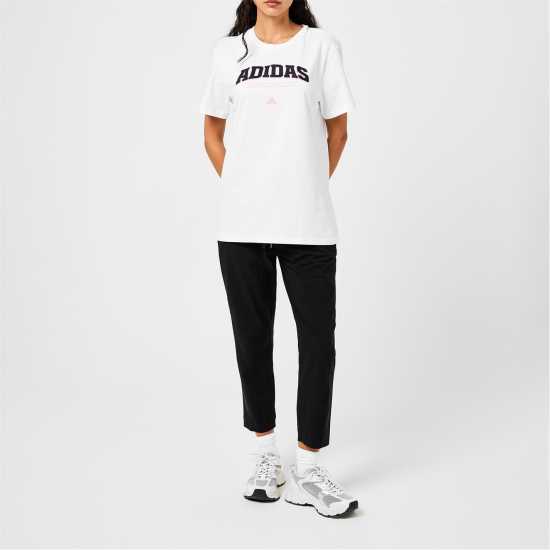 Adidas Collegiate Graphic T-Shirt Womens Бяло/Розово Дамски потници