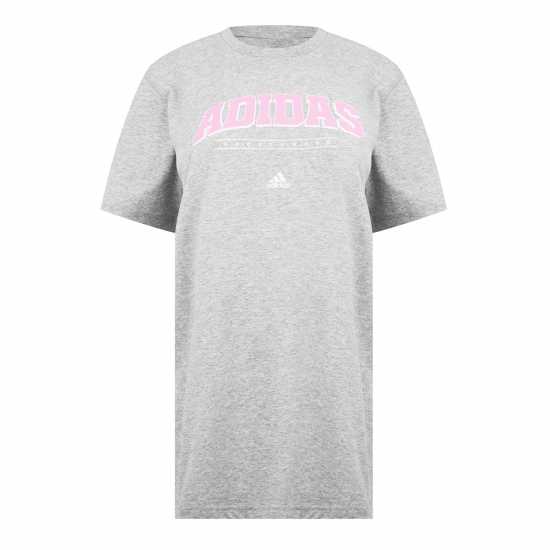 Adidas Collegiate Graphic T-Shirt Womens Сиво/Розово Дамски тениски с яка