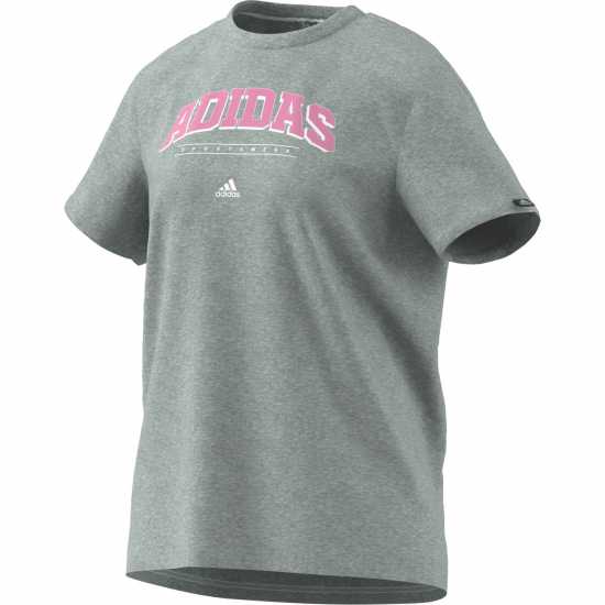 Adidas Collegiate Graphic T-Shirt Womens Сиво/Розово Дамски тениски с яка