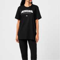 Adidas Collegiate Graphic T-Shirt Womens Черно/Бяло Дамски потници