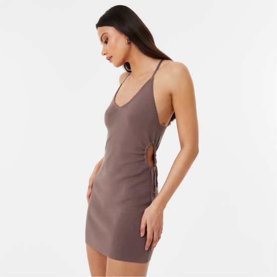 Jack Wills Cut Out Knit Mini Dress Кафяво Дамски пуловери и жилетки