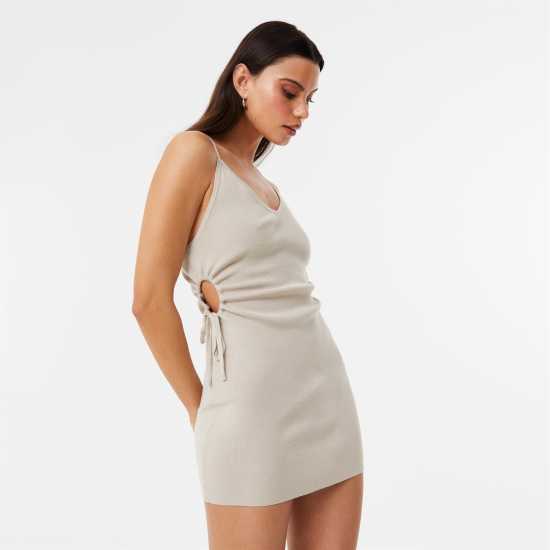 Jack Wills Cut Out Knit Mini Dress Камък Дамски пуловери и жилетки