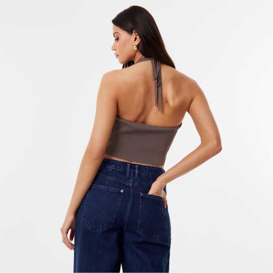 Jack Wills Cut Out Knit Top Кафяво Дамски пуловери и жилетки