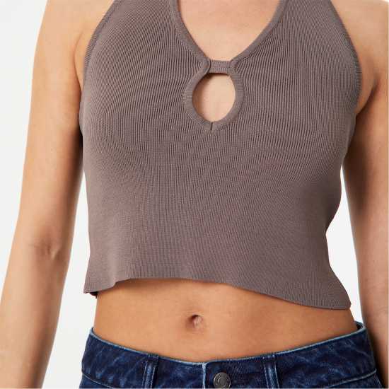 Jack Wills Cut Out Knit Top Кафяво Дамски пуловери и жилетки