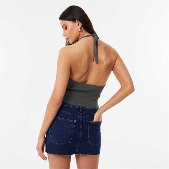 Jack Wills Cut Out Knit Top Хаки Дамски пуловери и жилетки