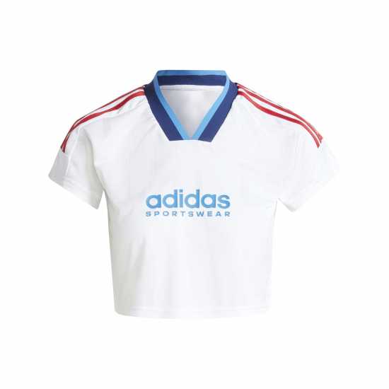 Adidas House Of Tiro Nations Pack Cut 3-Stripes Crop Jersey Womens Бяло Дамски тениски с яка