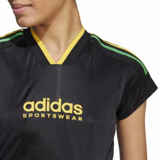 Adidas House Of Tiro Nations Pack Cut 3-Stripes Crop Jersey Womens Черно/Злато Дамски тениски с яка