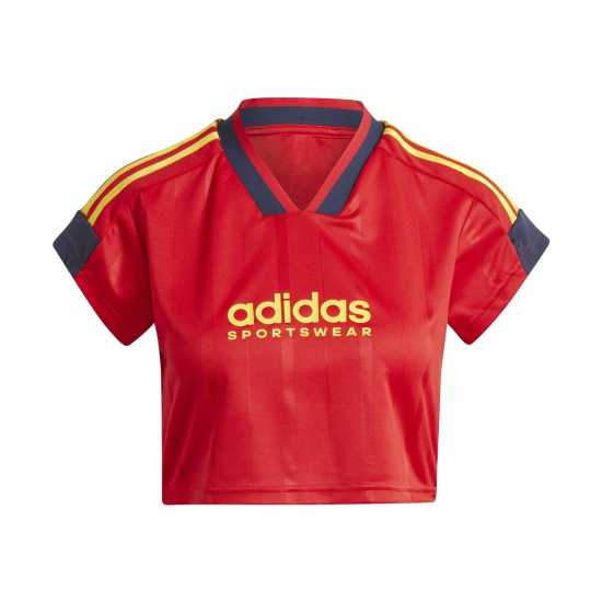 Adidas House Of Tiro Nations Pack Cut 3-Stripes Crop Jersey Womens Червено Дамски тениски с яка