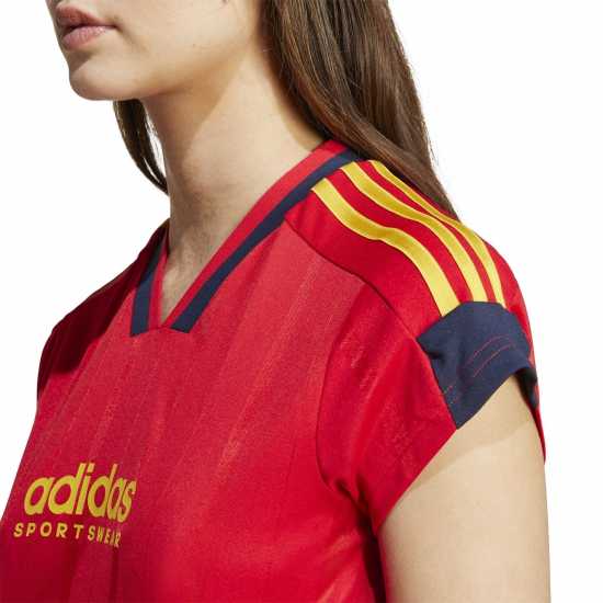 Adidas House Of Tiro Nations Pack Cut 3-Stripes Crop Jersey Womens Червено Дамски тениски с яка