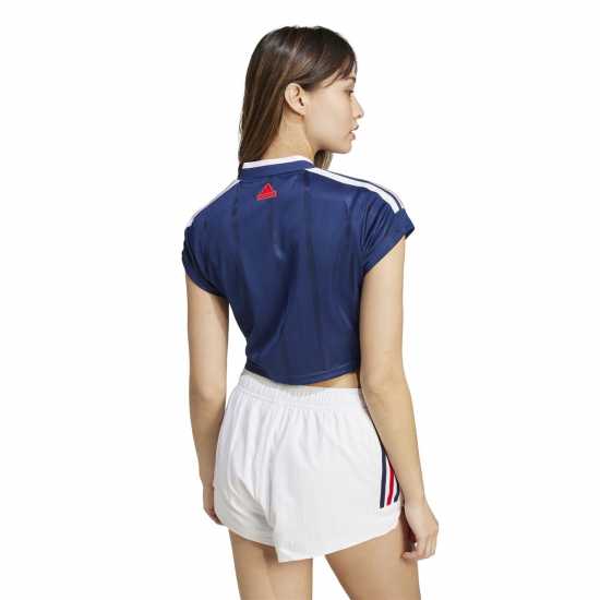 Adidas House Of Tiro Nations Pack Cut 3-Stripes Crop Jersey Womens Морска синьо Дамски тениски с яка