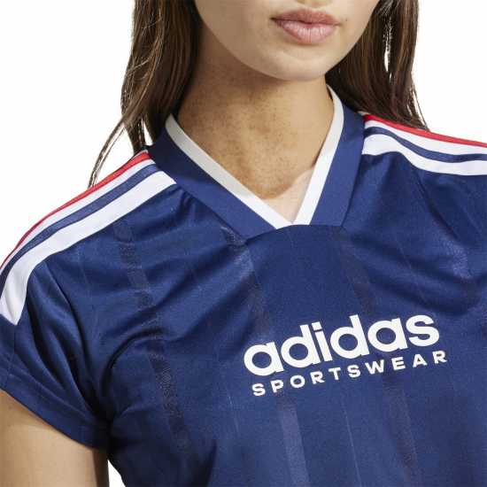 Adidas House Of Tiro Nations Pack Cut 3-Stripes Crop Jersey Womens Морска синьо Дамски тениски с яка