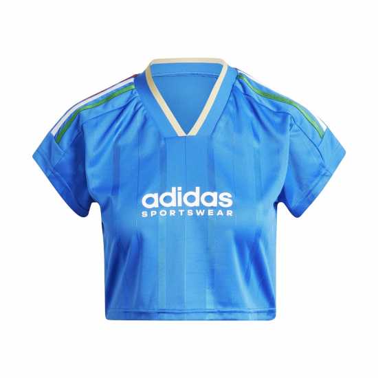 Adidas House Of Tiro Nations Pack Cut 3-Stripes Crop Jersey Womens Синьо Дамски тениски с яка