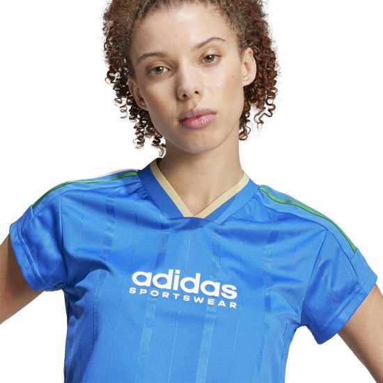 Adidas House Of Tiro Nations Pack Cut 3-Stripes Crop Jersey Womens Синьо Дамски тениски с яка