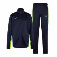 Puma Finesse Performance Tracksuit Set Junior Тъмносин/Ябълка Футболни екипи за бягане