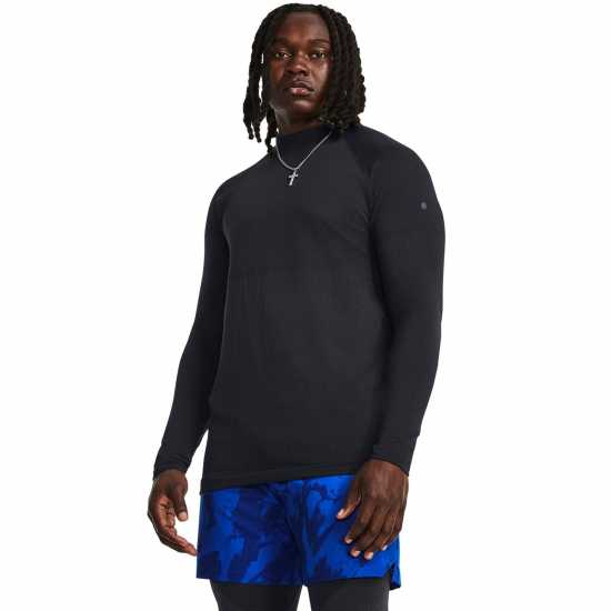 Under Armour Rush Coldgear® Seamless Mock Top Mens Черно Мъжки тениски с яка