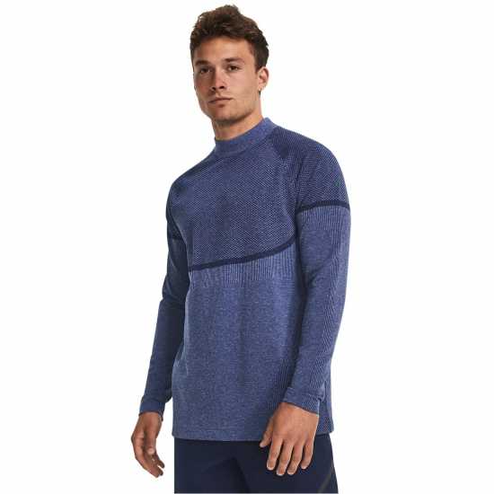 Under Armour Rush Coldgear® Seamless Mock Top Mens Синьо Мъжки тениски с яка