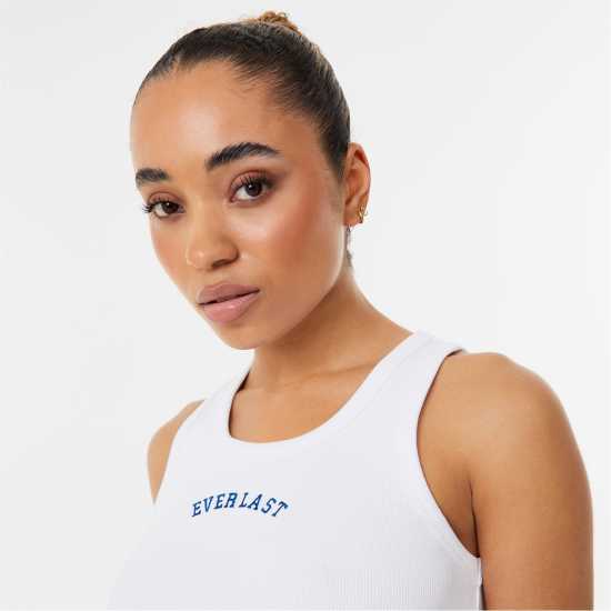 Дамски Потник Everlast Logo Rib Tank Top Womens Бяло Дамски тениски с яка